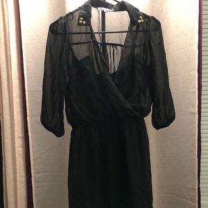 Black sheer dress with 1/2 length sleeves
